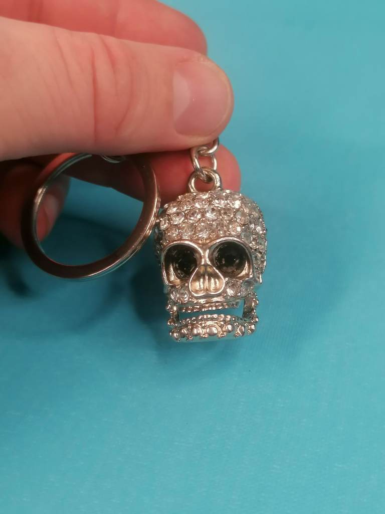 image for Brand new, Skull Keychain with Cubic Zirconia Rhinestones