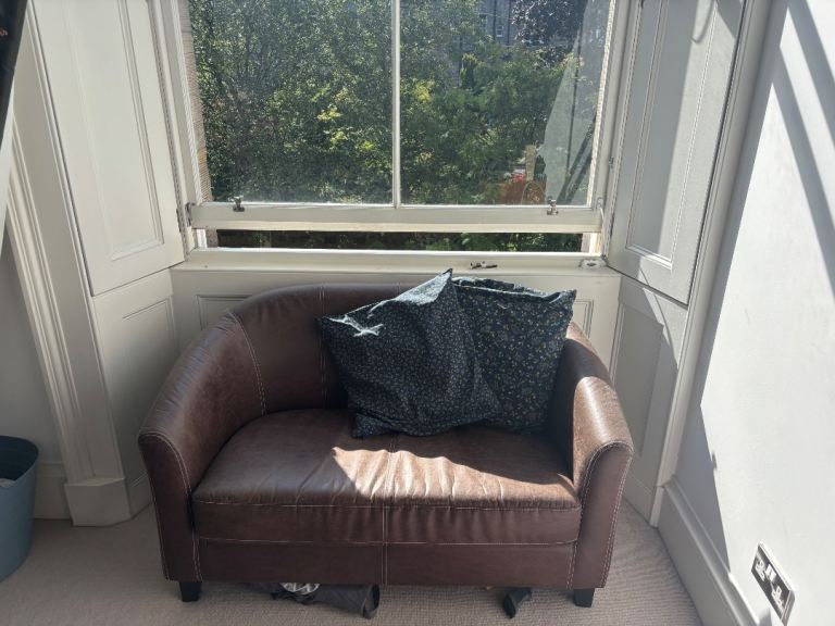 Two seat Brown Leather Armchair – Good Condition