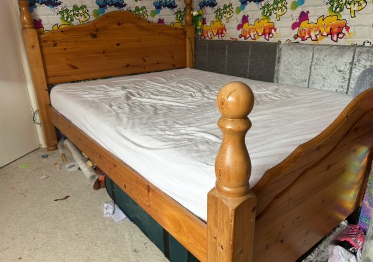 Solid double bed frame