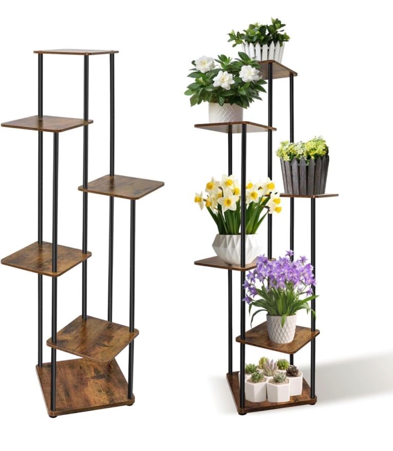 Corner wooden 5 tier shelf