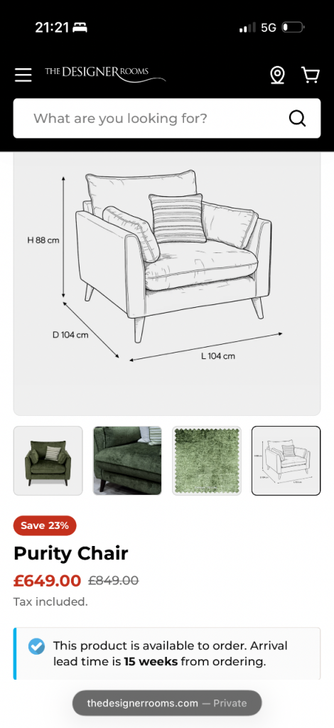 Designer rooms corner and chair (new )