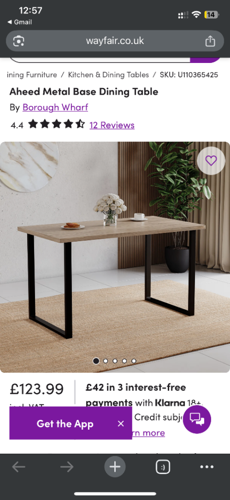Modern 4 Seater Dining Table – Excellent Condition