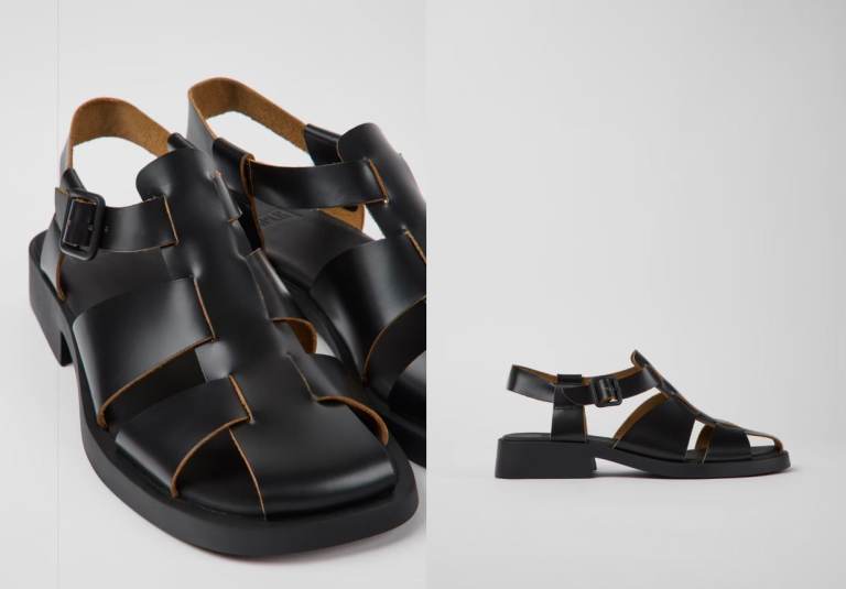 Camper  Black Leather Sandals – New