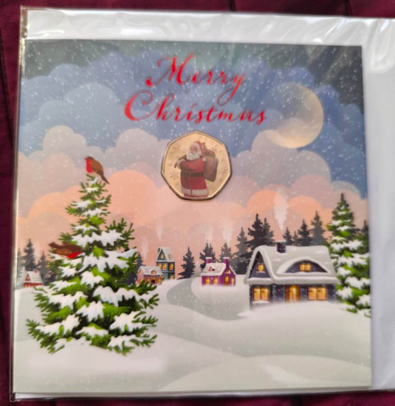 2023 Father Christmas  Jersey coloured 50p  coin pack , BUNC. , 