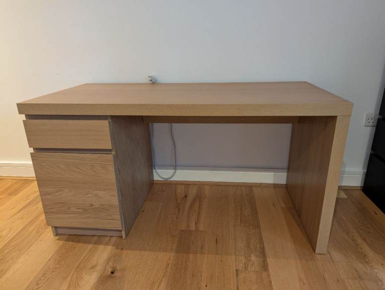 Ikea Malm Light Wood Desk with Drawer and Cupboard – Good Condition - Collection only 