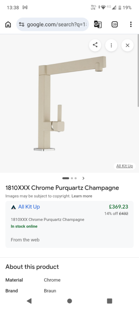 New Kitchen Mixer Tap Champagne 