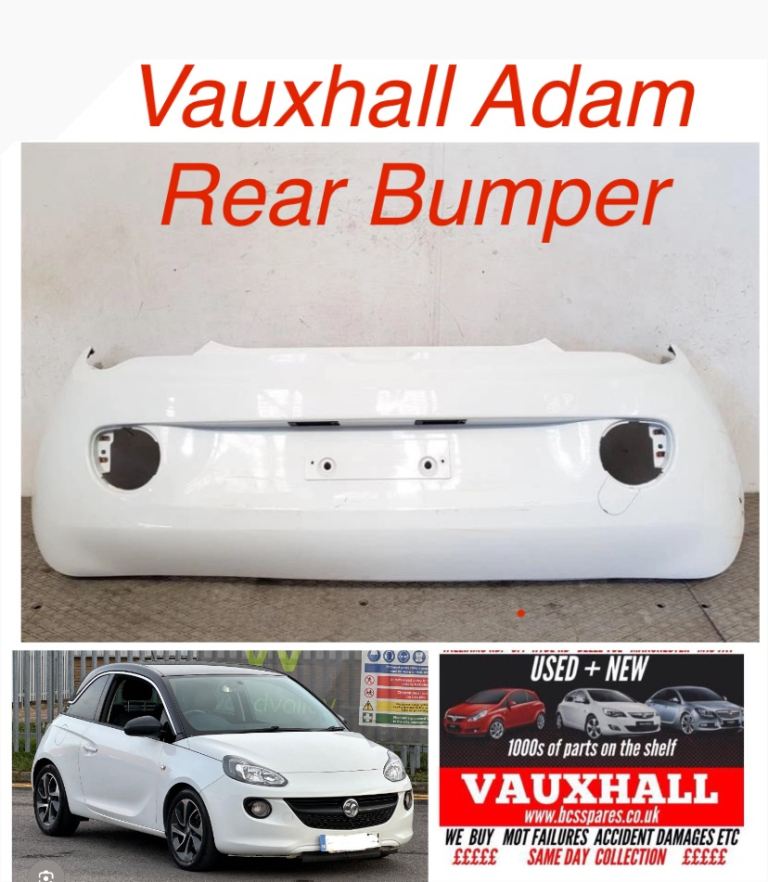 Vauxhall Adam. Rear Bumper. White.   2013 - 2017. 