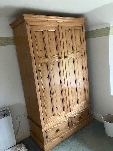 Large pine wardrobe & drawers