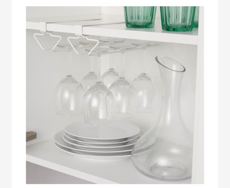 White Under-Shelf Wine Glass Holder Rack