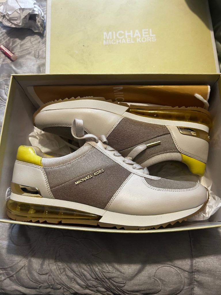 Michael Kors Trainers – White, Gold, and Yellow, As Good As New