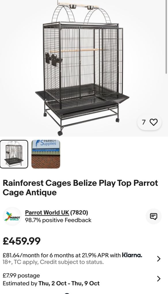 Belize Rainforest parrot cage