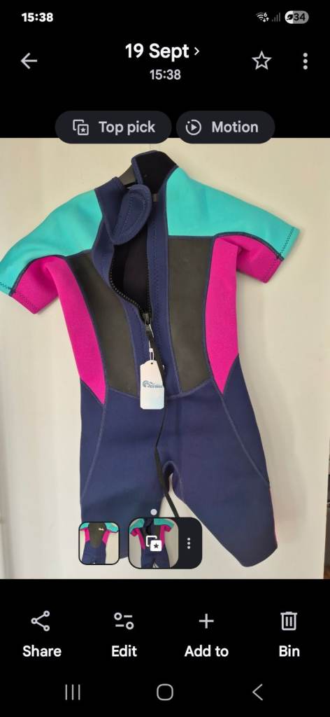 Waveline Shorty Wetsuit - Multicoloured, Brand New with Tags
