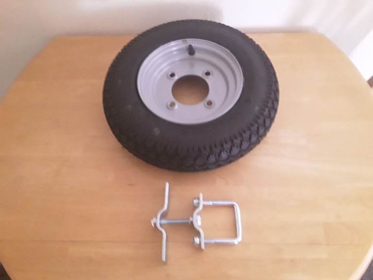 New Erde Trailer wheel tyre and carrier 3.50 x 8 with 4 ply high speed erde 102 £45 £35 £12
