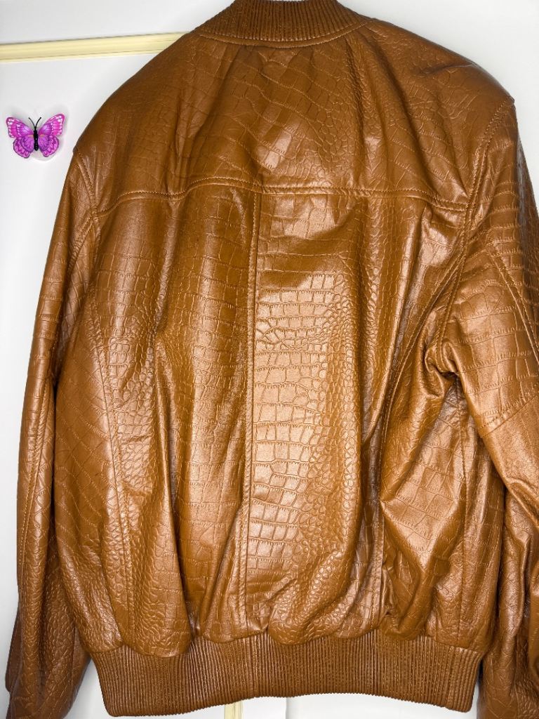 Camel brown leather jacket 