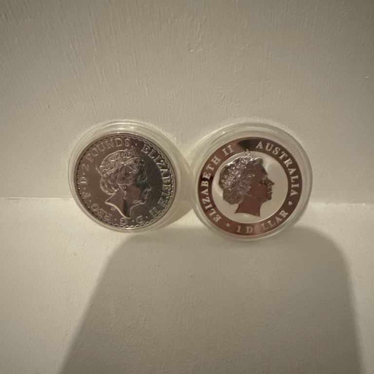 Silver Britannia and silver dollar