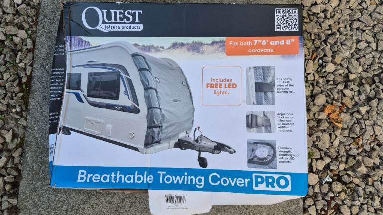 Quest Waterproof Breathable Front Caravan Towing Cover Pro INC LED Lights SP2112