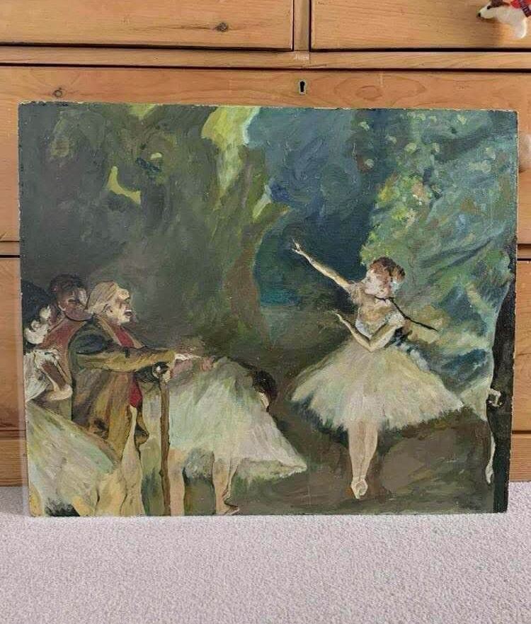 1930s oil on board-after Edgar Degas “Ballet Rehersal”
