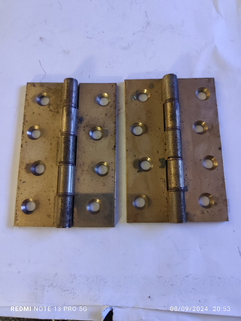 Pair of Brass but hinges 5 inches by 3 inches 
