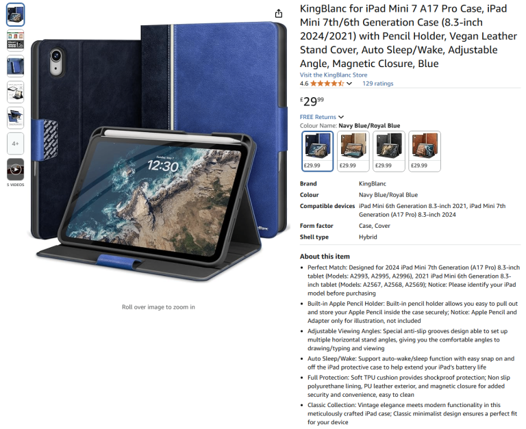 iPad Mini 7 A17 Pro Case, 7th/6th Generation Case (8.3-inch 2024/2021)|| Brand new 50% off price