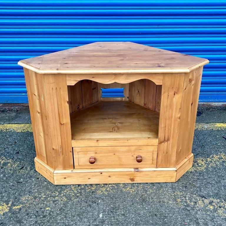 Vintage Pine Corner Media Cabinet/ Stand £48