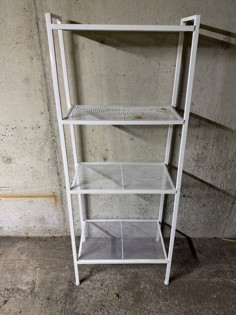 Metal 4 Shelf Racking, white shelving