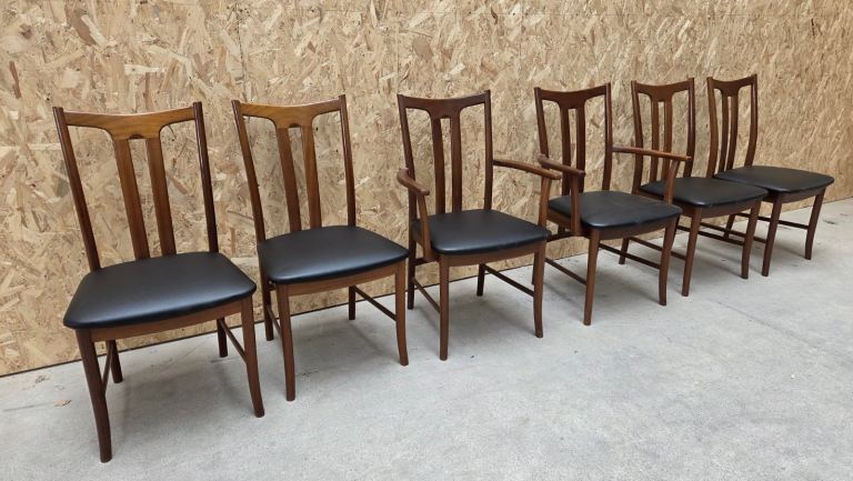 Set of 6 mid century teak dining chairs 