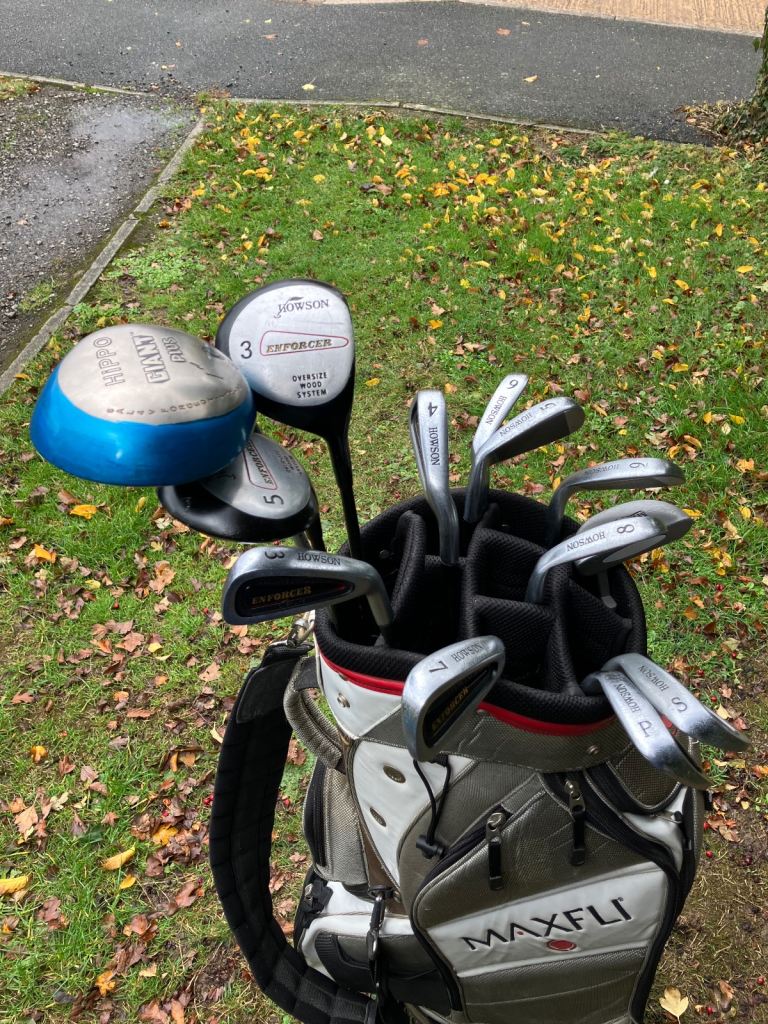 Men’s Golf Clubs Driver 3-5 Woods 3-9 Iron Sw Pw Putter Maxfli Cart Bag 