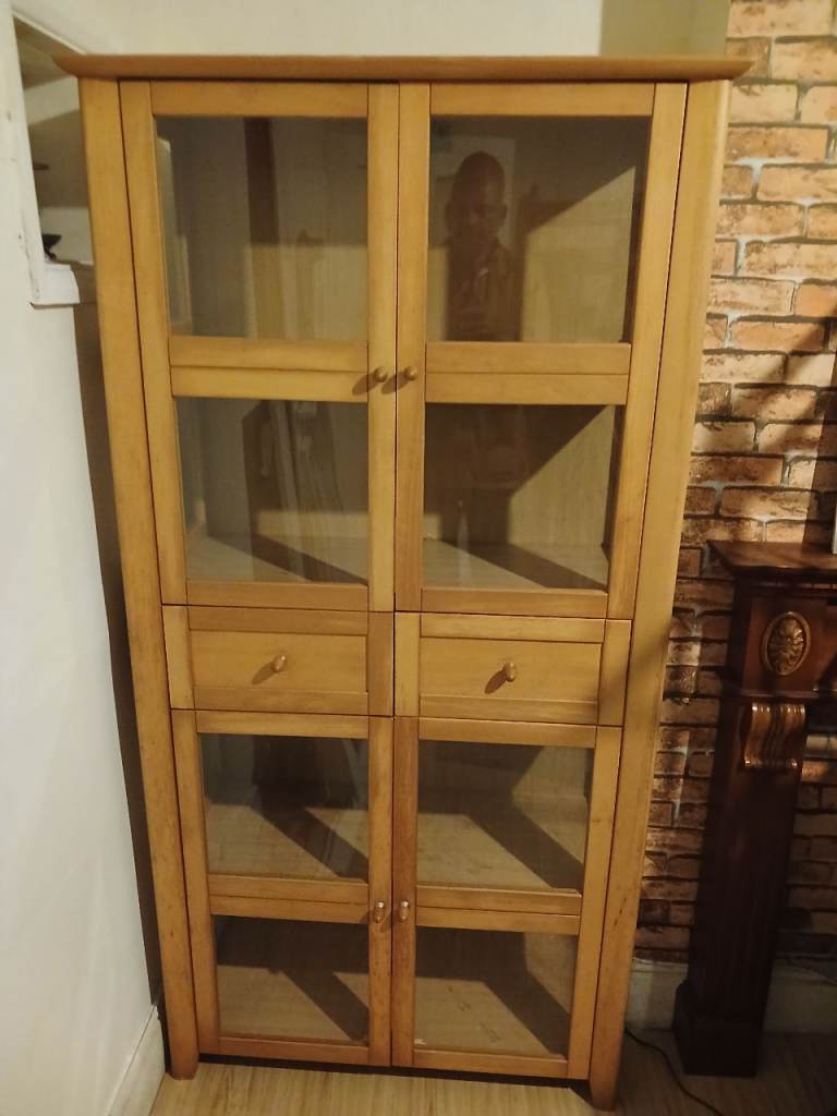 IKEA Display Cabinet with Glass Doors and Drawers – Good Condition