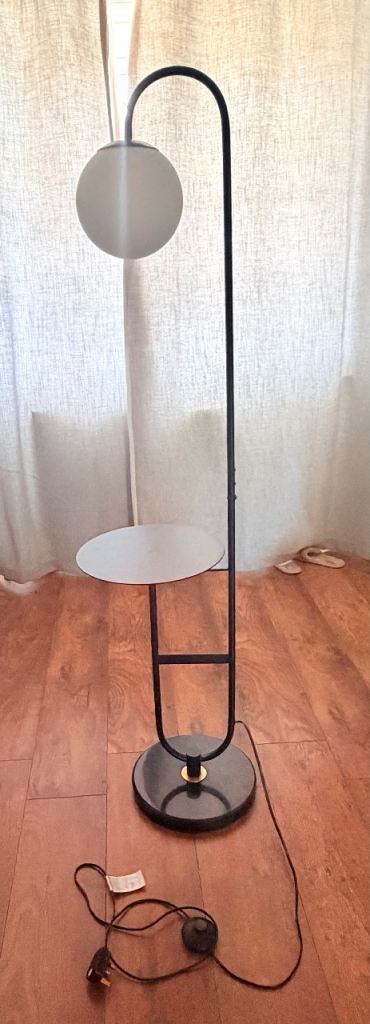 Habitat Sagara Opal Floor Lamp with Shelf - Black