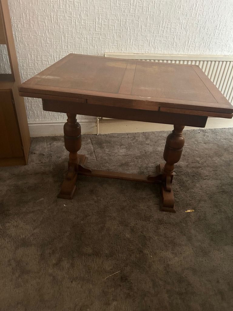 Solid Wooden Drop Leaf Dining Table – Good Condition