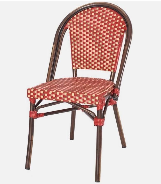 Two Red and White French Cafe Bistro Style Outdoor Chairs Riviera RRP £182