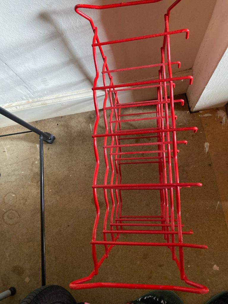 Red Metal Storage Rack for Home or Garage – Good Condition
