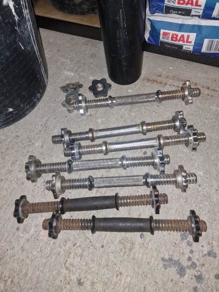 Metal spinlock dumbell bars x 7