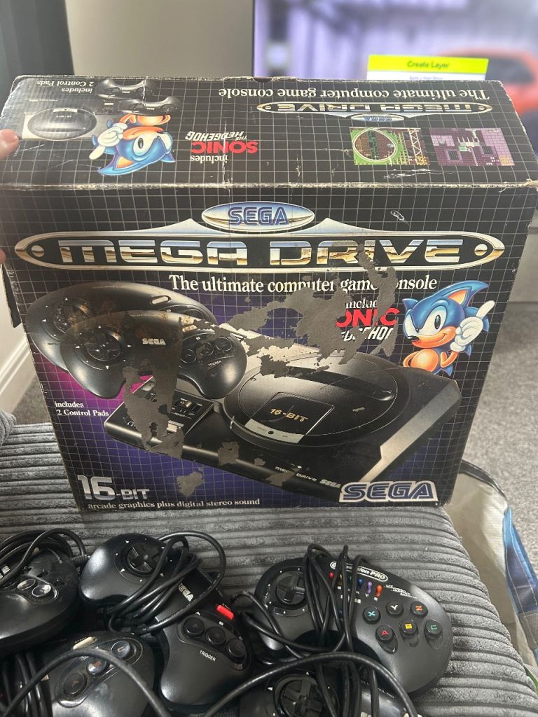 Sega Mega Drive PAL-I Console with Controllers and Box