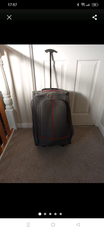 Karabar soft suitcase grey and red 