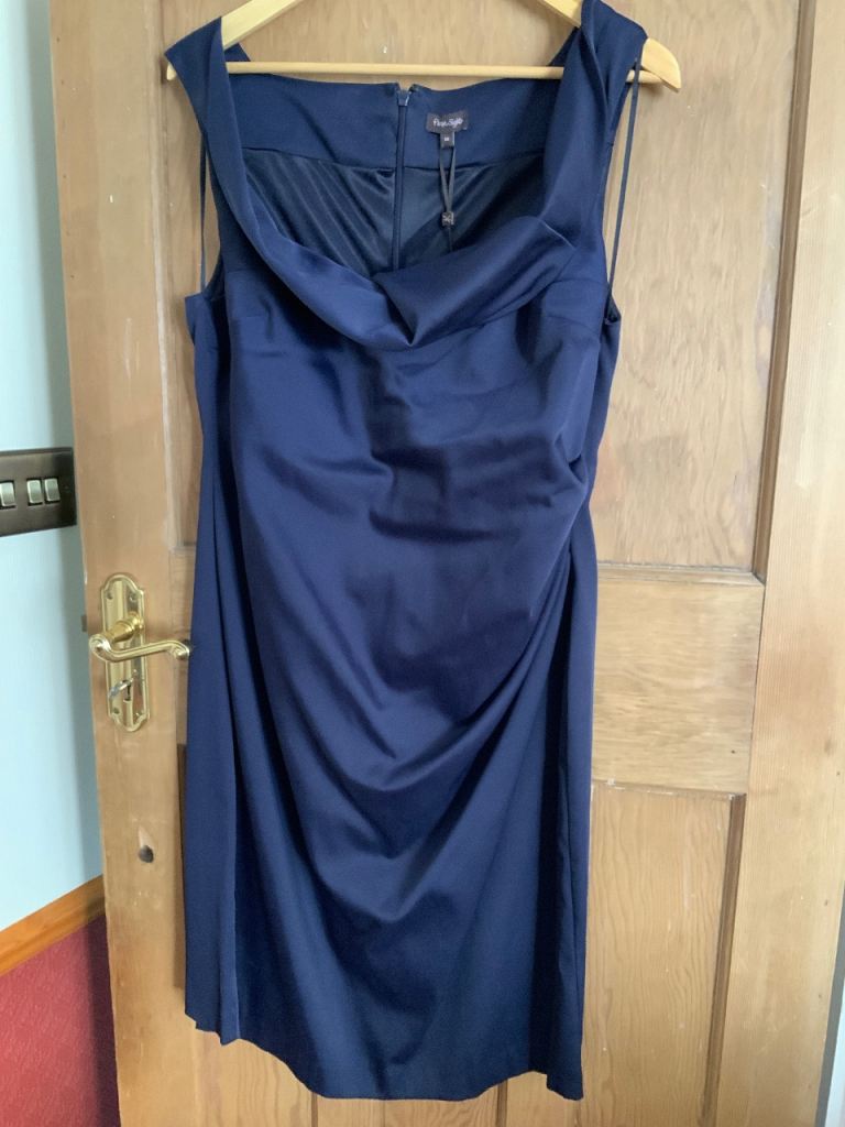 Navy Satin Cocktail Dress - Size 18