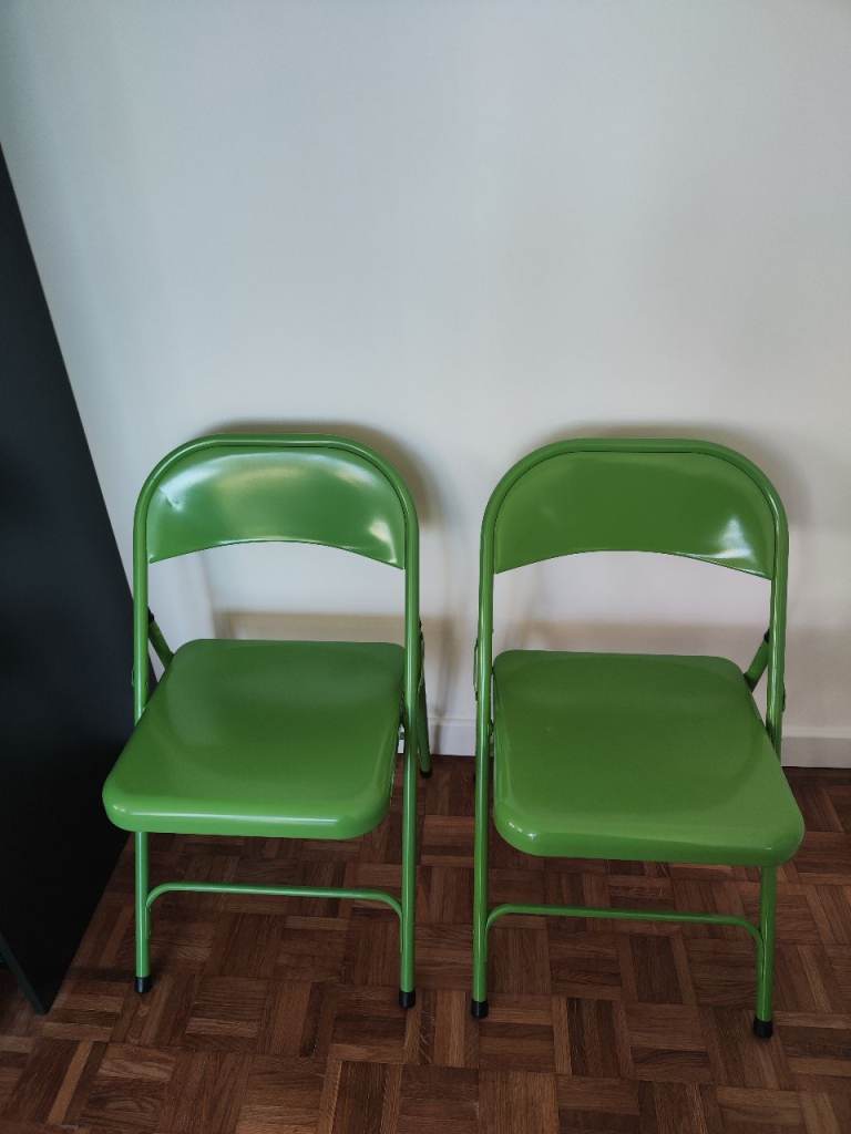 Habitat Macadam Green Folding Metal Chairs 