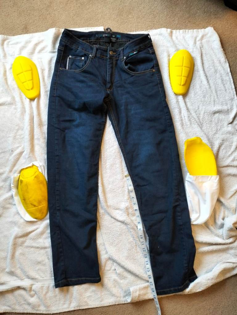 Route One Duke CE AA Stretch  motorcycle Mens Armoured Jeans Blue 32" Reg Leg