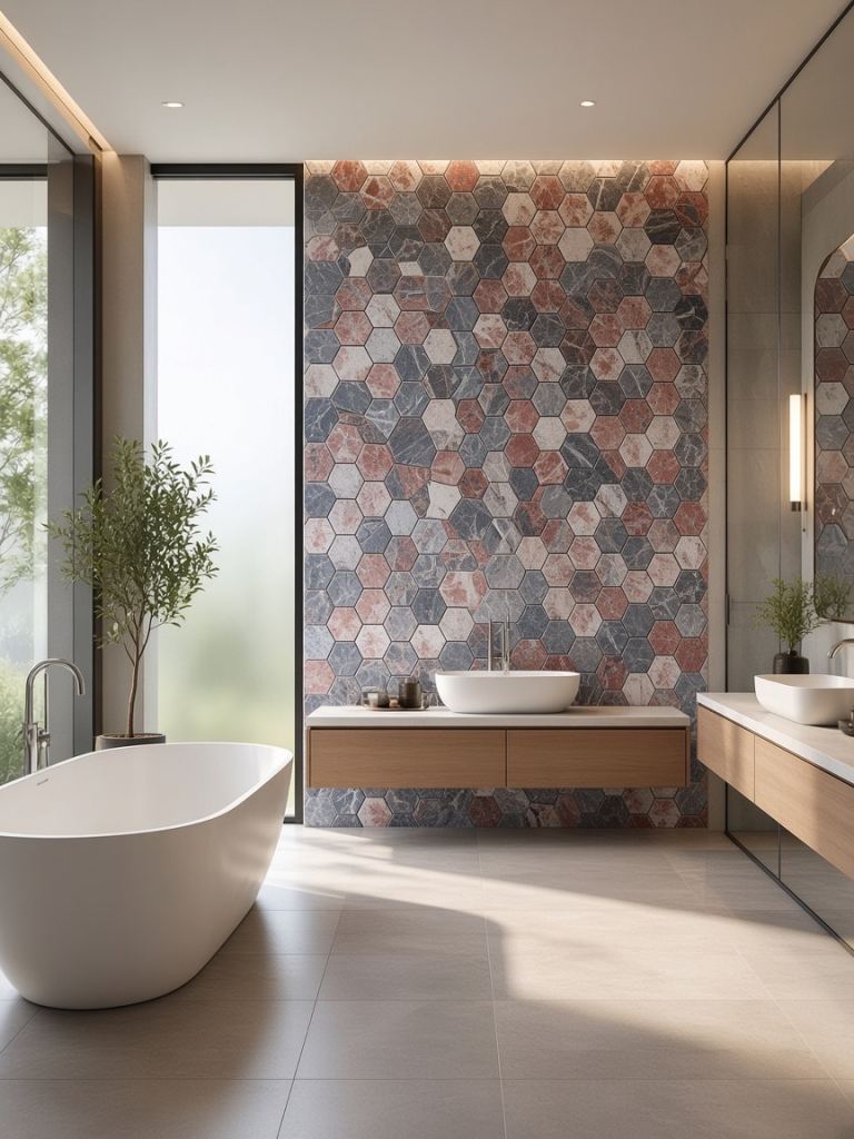Rosa Grey Hexagon Marble Tiles – Multicoloured, New