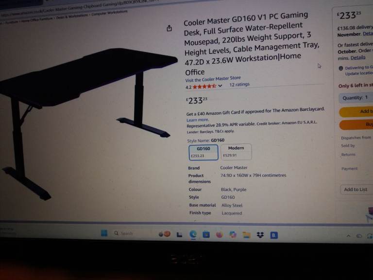 Computer gaming desk.