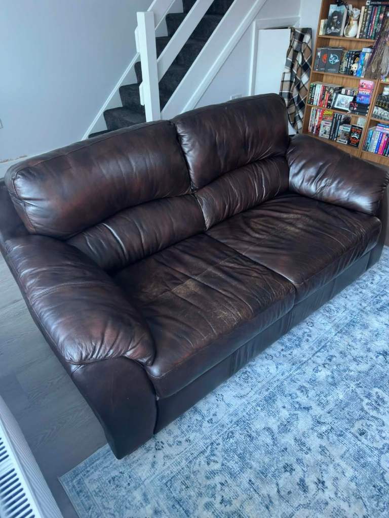 3 piece brown Italian leather sofa set