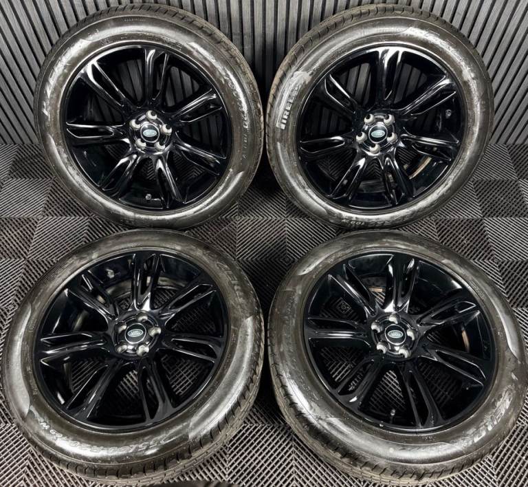 20'' GENUINE RANGE ROVER VELAR 7014 BLACK LAND ALLOY WHEELS TYRES
