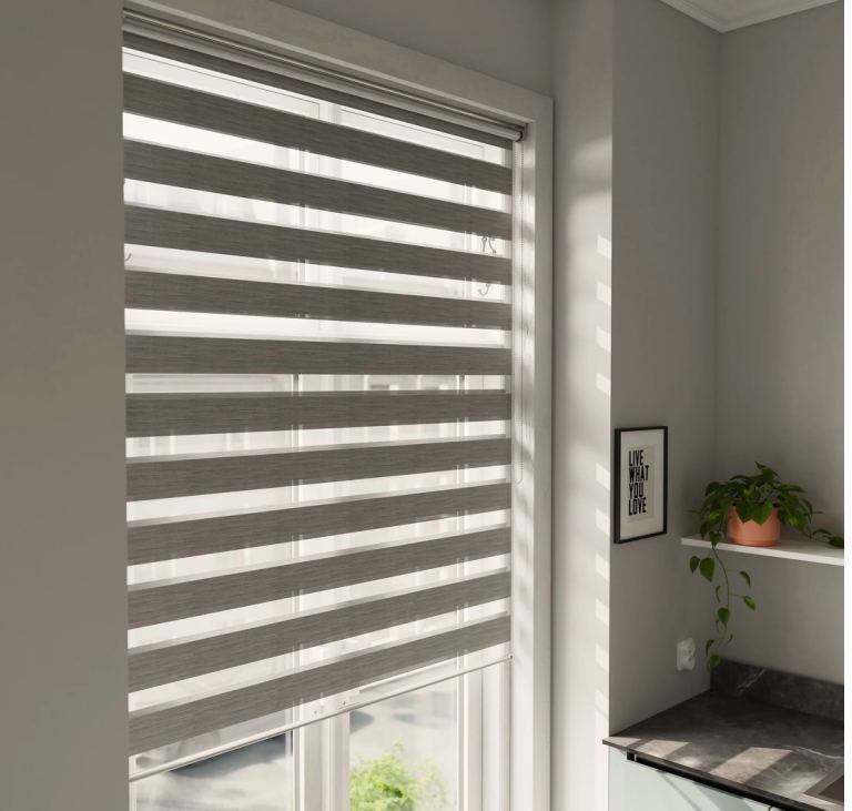 Corded Mottled grey Day & night Roller Blind 