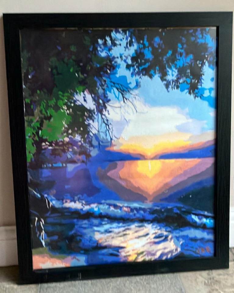 Sunrise Painting in Frame