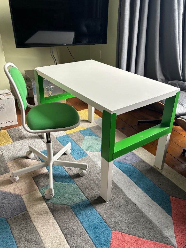 Ikea PÅHL kids desk and Ikea ÖRFJÄLL swivel chair for kids