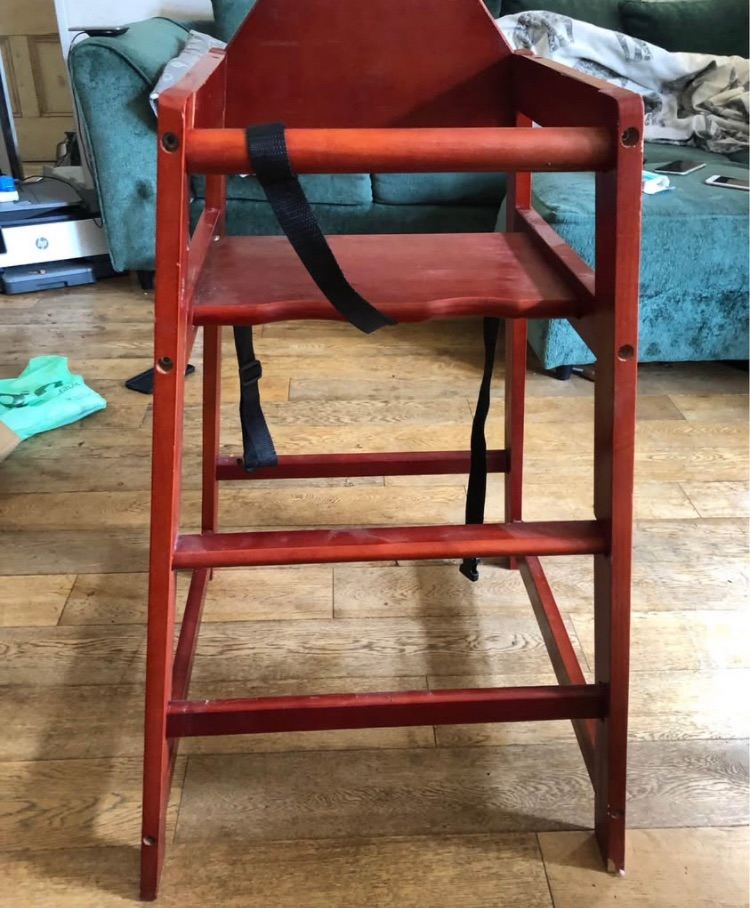 Solid wood restaurant style high chair
