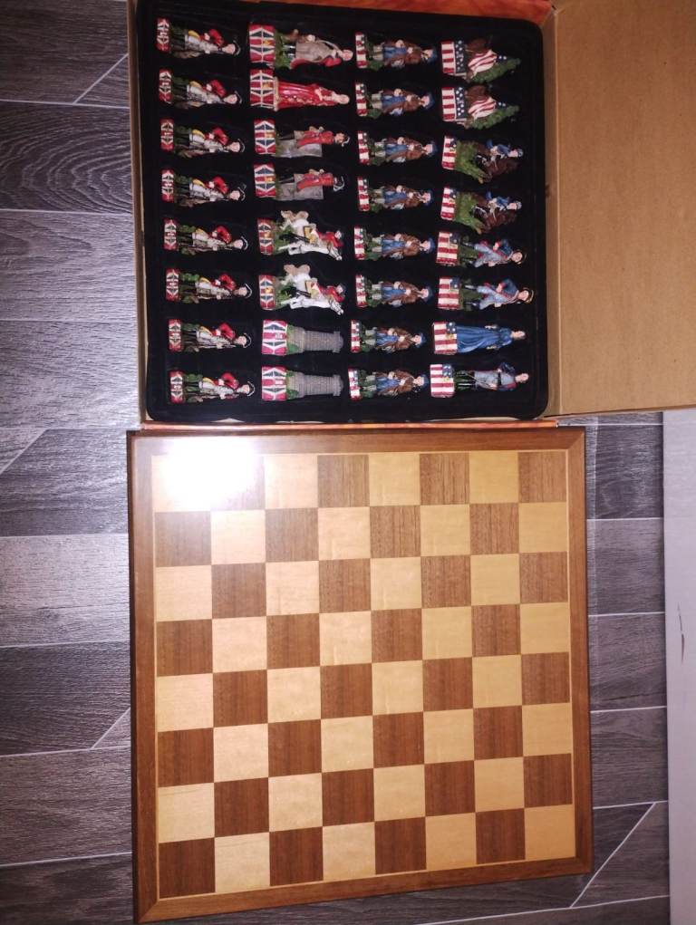 Revolutionary war wooden chess set and board
