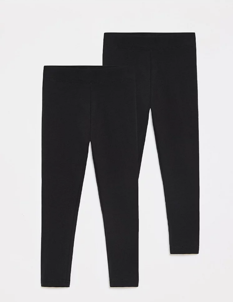 NEW George Girls Black Leggings 2 Pack Age 15-16 Years BNWT (Tags Removed)