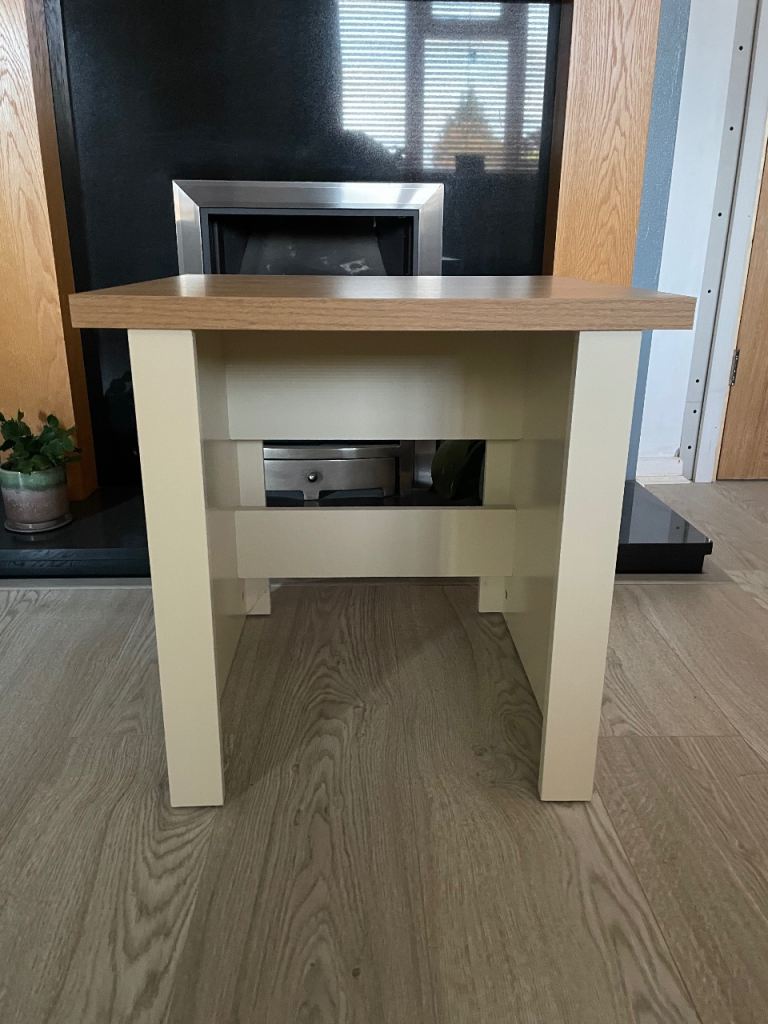 Small Wooden Side Table / Console Table – Cream & Wood Top