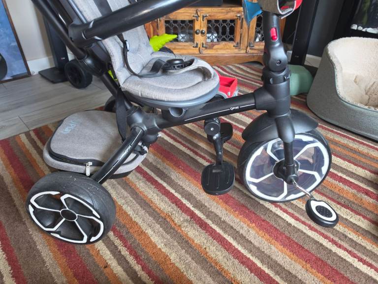 Qplay PRIME Kids Push Trike Tricycle with Canopy, Grey, Fabric, 12m-4y